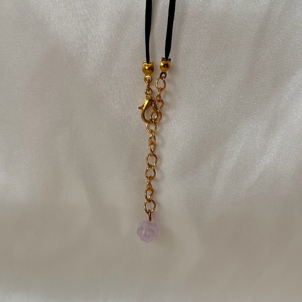 Chic Gold and Black Necklace with Purple Charm